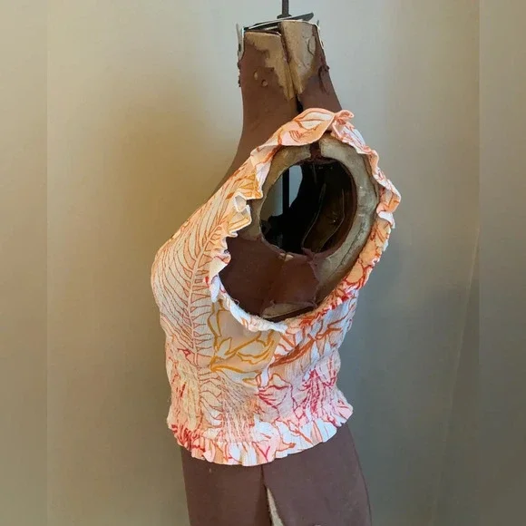 PATRONS OF PEACE Floral Crop Top Smocked medium boho - Picture 4 of 6